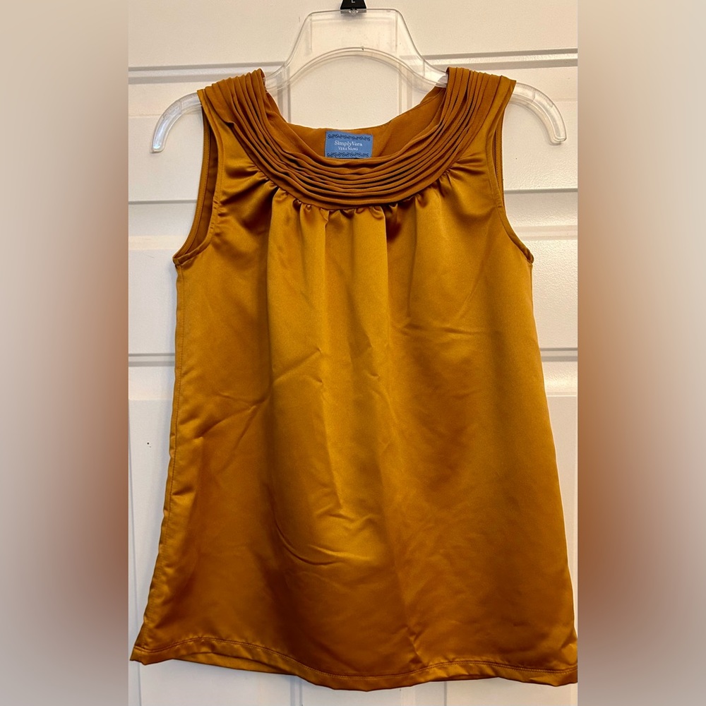 Vera Wang mustard-colored sleeveless top.Size: 2